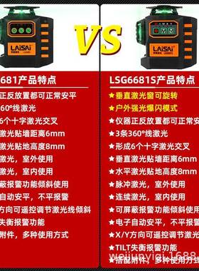 莱赛水仪电调平2线1贴墙仪LSG6681S来赛绿光高平精度KNQ红外子线