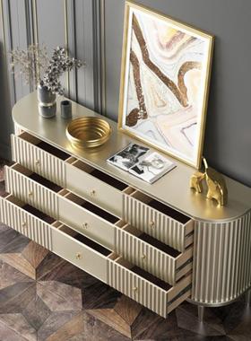 轻玄关MNG柜式实木九斗柜现家用奢美卧室收纳代柜香槟色客厅装饰