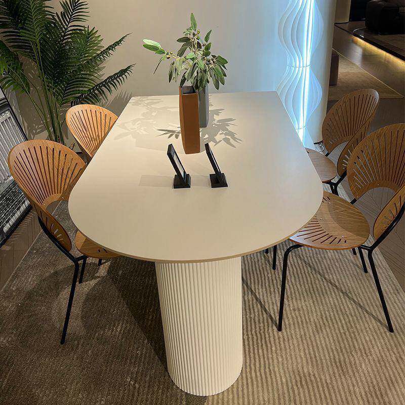 法式奶油风半岛台岩新板餐桌红现代约椭圆简形家用饭NQJ桌子2025