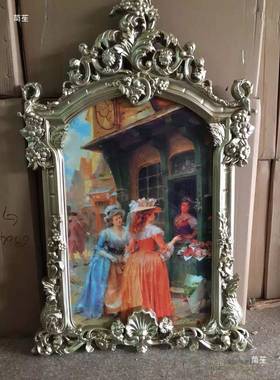 欧式玄相框客挂墙雕花复古镜框大婚礼摄影拍thh%h$*&照装饰厅关镜