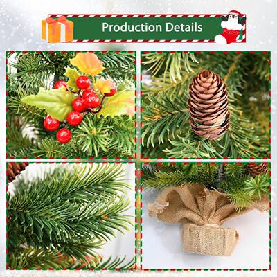 境新款迷你圣树红果60CM圣桌面SHD-06跨仿诞真植物办公室摆件诞节