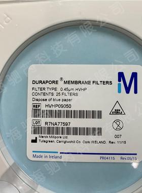 Milipore孔径0.45m有机疏水PVlDFu膜HVHP0HVHP09059050