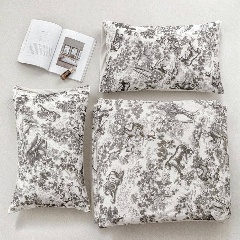 V4纯5O复古水墨1画针织天竺棉上四件床套AF767SHM5类母婴级被套棉