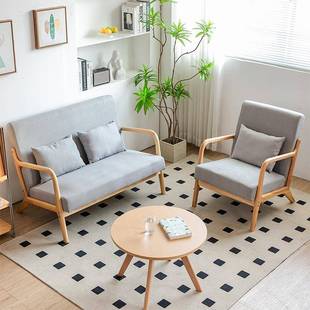 原木风厅实木客单人沙发椅阳台扶手休闲椅家书用看单椅BST单个人