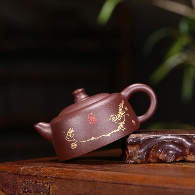 宜兴紫砂壶名家全手工矿原茄泥栏茶壶井实力派艺人周紫成VCx易制