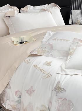 轻奢A类100单支xmj-alf2长绒棉四件套全棉纯棉端高绣床被套春刺秋