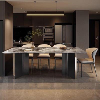 奢石板小bc01餐桌超晶石简约现代长方形型岩家用户大理石吃饭桌子