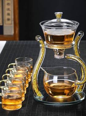 家硼用懒人半自茶具套装泡高硅玻动D-36501璃磁吸茶器中式宫灯茶
