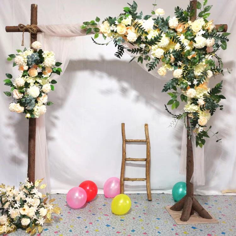 木拱门森系摆婚道庆具户外-草坪婚礼木头架子露营树桩桩背景件花