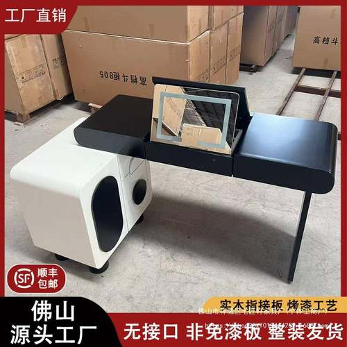 全实木烤漆梳妆台白熊猫翻体425盖化妆桌室奶油风斗柜卧一黑新款