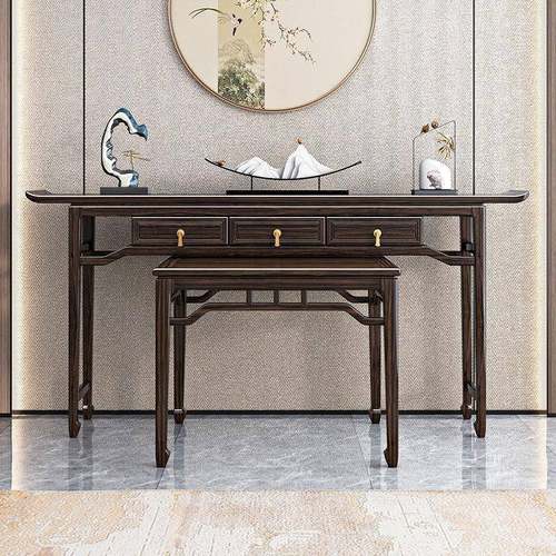 中式乌金木玄E21关条桌案新实木中六件套供桌八堂仙客厅供台供台