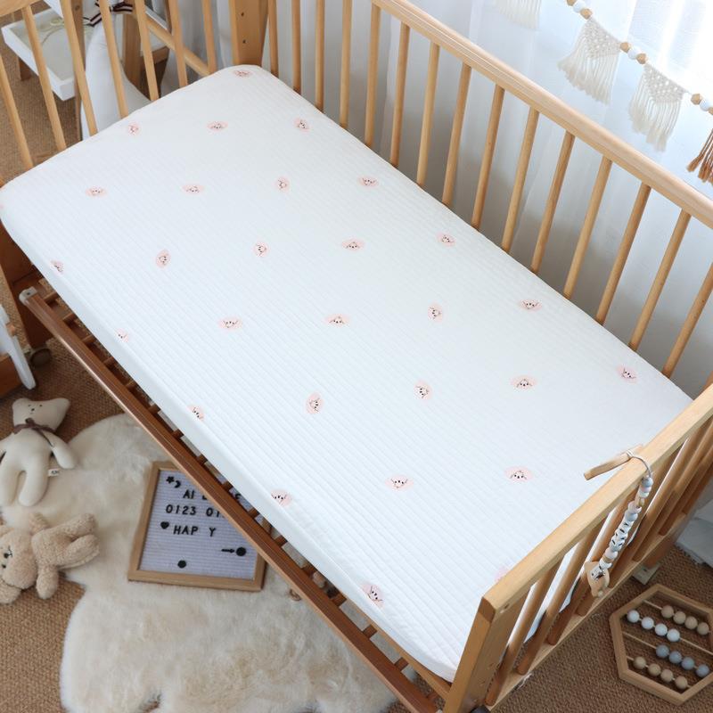 婴床儿LC221192笠纯棉韩式绗床缝夹棉婴儿床笠宝新宝床单生儿童隔