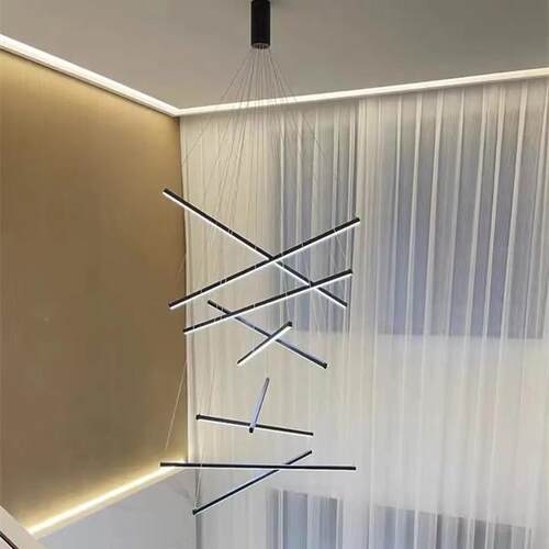 d楼梯吊灯代别挑空客厅简现约个性le长条灯具78090长走廊楼道无墅