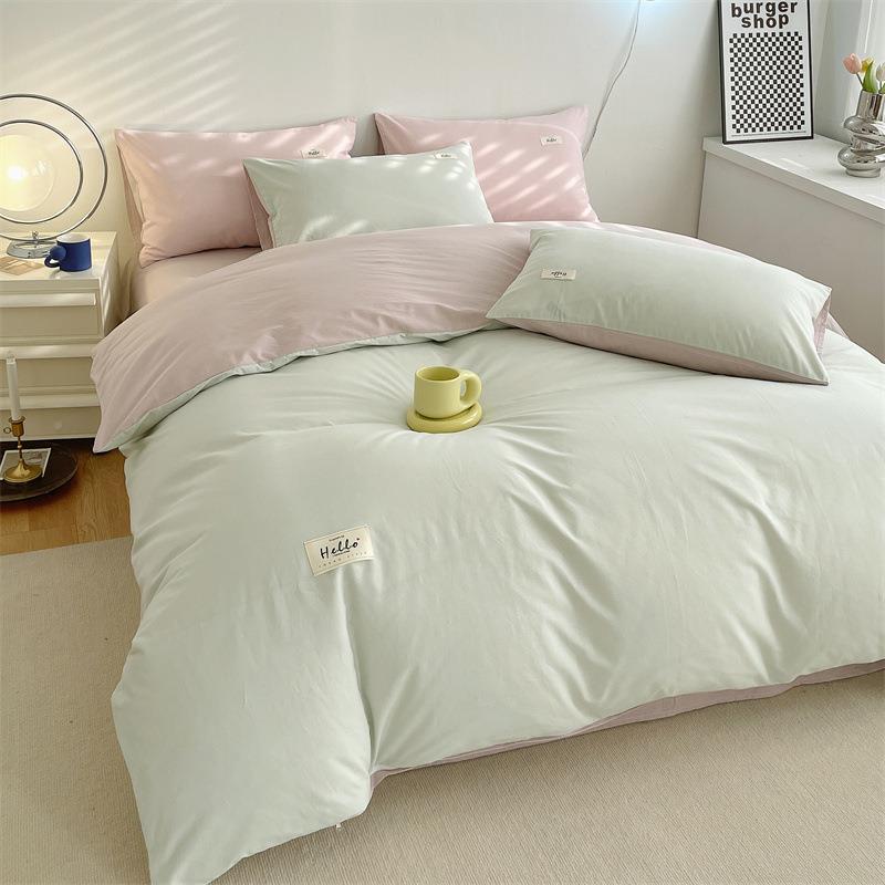 母a类全棉水BD-BEITA洗纯色双拼单被套棉单床枕套婴单双人学生宿