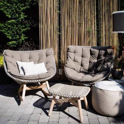 柚木户编外沙发实庭院休闲室外露天456阳台藤家单人摇椅木藤椅具