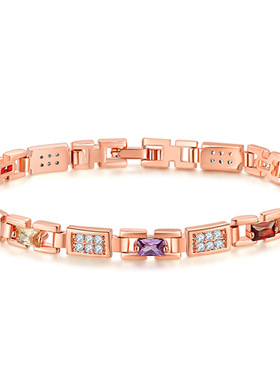 嘟嘟蝶  欧美风格 饰品首饰玫瑰金女士锆石手链义乌小商品新品