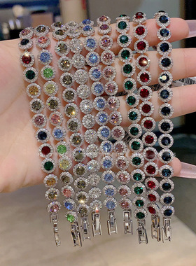 锆石圆形时尚简约手链韩系气质百搭手环小众轻奢感手饰女