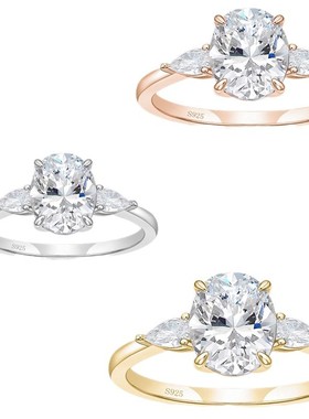 跨境欧美新款925银四爪镶3克拉8×10旦型锆石女式仿真 现货