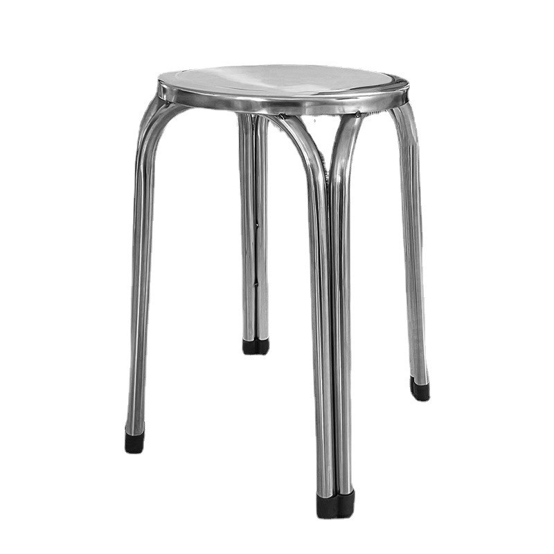 车间不锈钢加厚圆凳 酒店餐台饭店不锈钢圆凳子 食堂双管四角餐椅