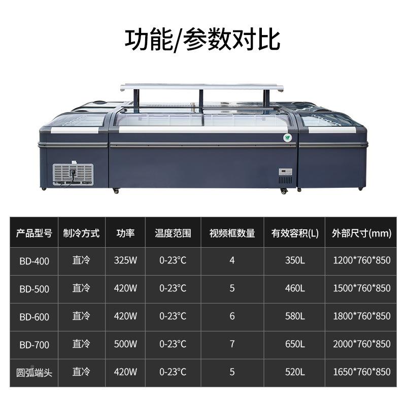 用超展大容量GGX化霜岛柜商雪糕卧水饺生鲜速冻保鲜式玻璃门冷冻