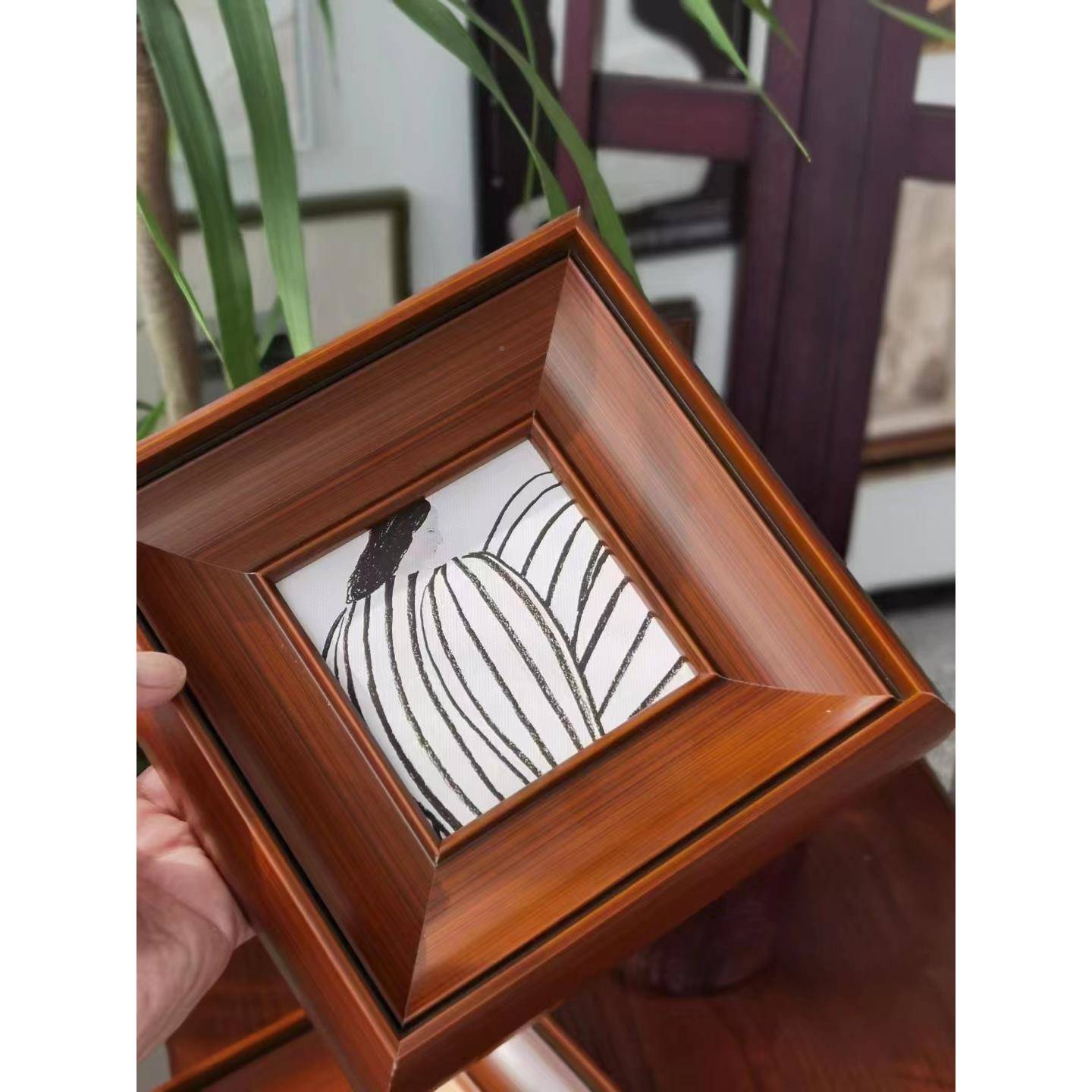 小众复古可拆卸画组装画背影人物中古EJM小框饰合画客框厅厚重实