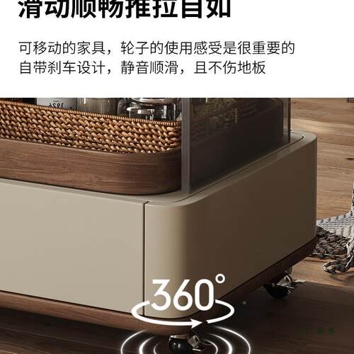 实木茶几F996S97H茶客厅家用中古茶烧水壶一体嵌入桌式可移沙发边