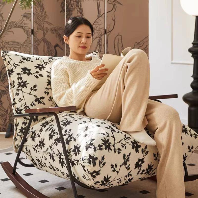 摇单人海复古椅休闲椅客厅阳台水墨高回弹绵懒躺CJL椅家用沙发人