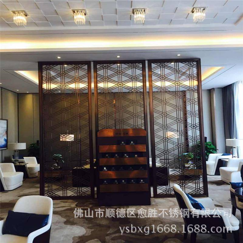 东莞焊艺玫瑰金不锈满钢隔断厂酒店BYQ无焊巴处理不工锈钢屏风家
