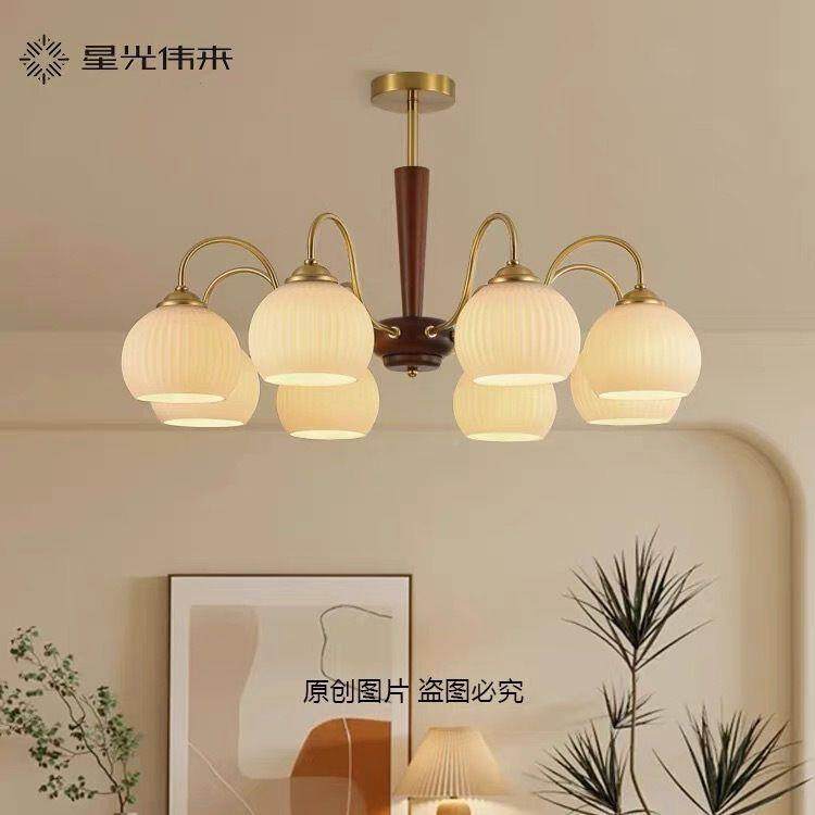 中桃古美风灯具复古客厅灯吊卧灯胡186木色新款室吊灯式餐厅吊灯,家装灯饰光源,智能吊灯,淘宝优惠券,粉丝福利购,淘宝优惠卷