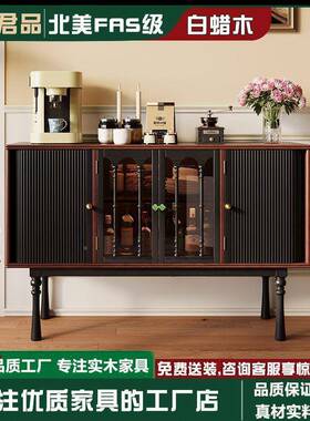 法复古实电视柜式小户LOO型客风厅收纳一体木储物柜黑色美式古家