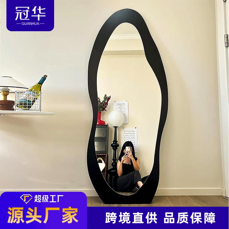 中镜古风芒果镜木KEQ质全镜家用身落地壁镜挂高清穿衣女生卧室试