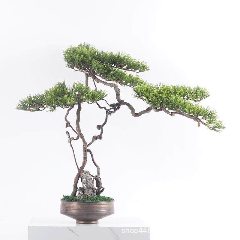 真迎客墅松售415楼部别样仿板房中式仿真绿植松针金盆属花器景办