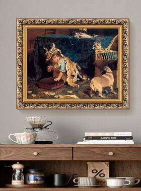 艺欧式儿IQL童房装画餐饰厅挂床画美式术男孩女孩壁画卧室头复古