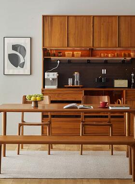 非洲CZ-20259柚木桌全木长方形家用餐桌北美饭黑胡桃木榫卯长书桌