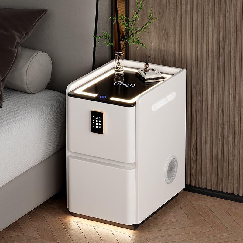 新款智能床头柜实木智床能床头柜Z8zrn2pH多功能简约现代室边柜卧