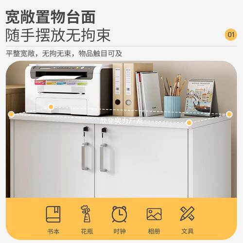 办公柜文柜件子分层置物架商木务简制资料柜桌下易收纳带锁储XinY