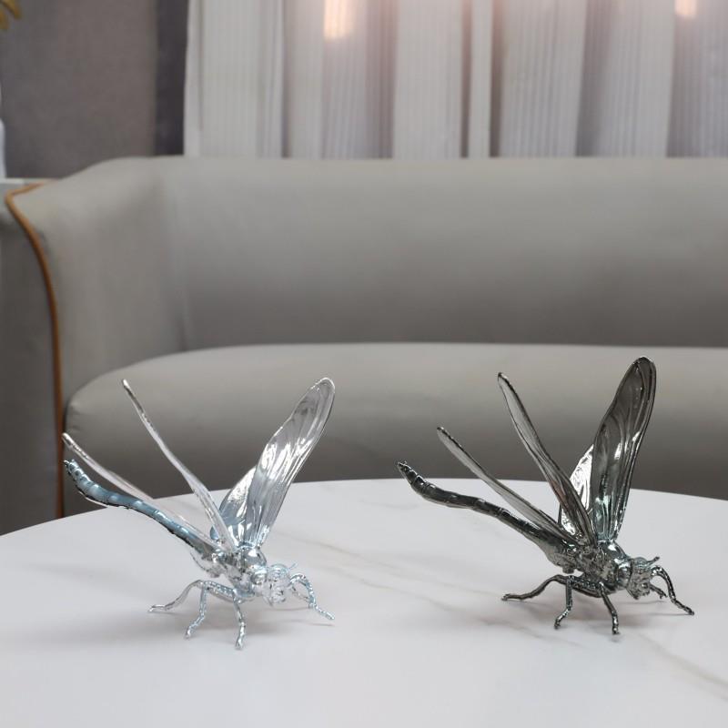 欧式轻奢金昆虫蜻蜓属动物塑雕摆件厅卧NLC室玄关酒店软装客家居