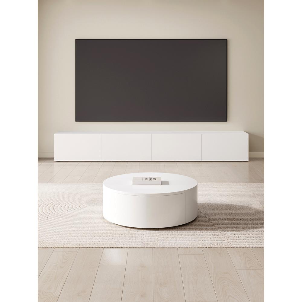 色白电视柜落地小户型电视柜茶几M68E57RR组现合简约奶油代风电视