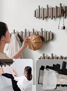 钢琴WKF键实挂架木墙上壁衣挂钩卧室玄入户进门后置物免打孔衣关