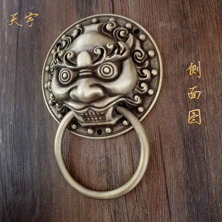 仿古中式铜装饰兽头/古典大门虎头拉手/仿古铜狮子头门环把手