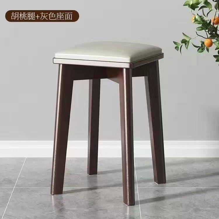 实木餐椅家用现代简约餐凳客厅可叠放软包凳子备用板凳餐桌木椅子