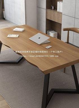 实木款极字简双人书桌电脑桌台创意公61399长方形工作会议桌写办