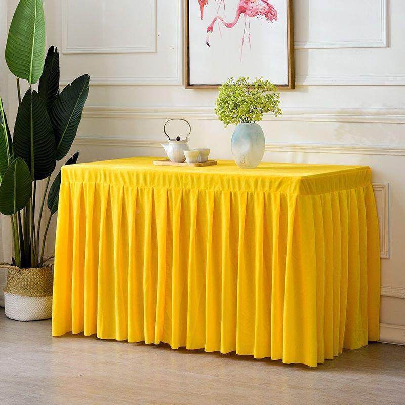 加裙厚金丝绒会议绒桌桌布无品牌/色桌套白色红桌罩布料钉制布会