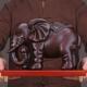 黑289檀实木雕刻大象财摆件一对代中式 客厅电视柜办室桌现招工公