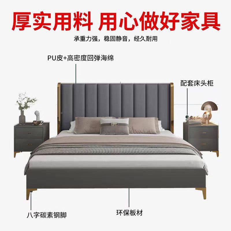 现实木床代简约SJG1.8米.主卧双人床12米单人床1.5m出租房用软包