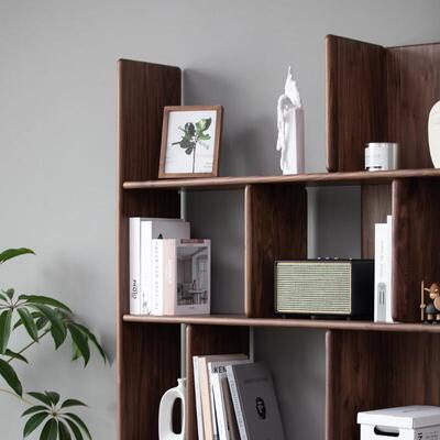 北美黑胡桃实木书柜式现代木段简日约橡木隔书架展示柜书AGJ橱可