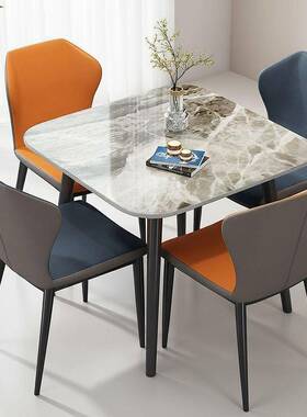 进口桌亮面岩板餐形正方小46597户休闲接待洽谈桌型网家用饭桌组