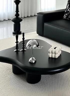 卧室奢异形CFO桌子朵色简约创意黑四脚云轻茶几家用