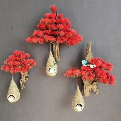 仿真迎客松手工小酒树壁挂墙壁装饰品KGR挂件书工房客厅店饰艺墙