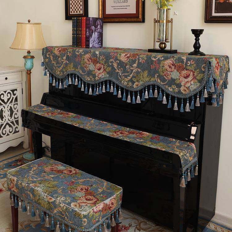 新款欧式琴罩防尘式罩轻奢FS757257美套复古半罩感钢电钢琴盖jω